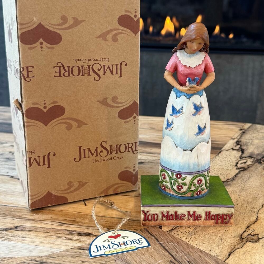Jim Shore Heartwood Creek You Make Me Happy Figurine 4007239 Box Girl Bluebird